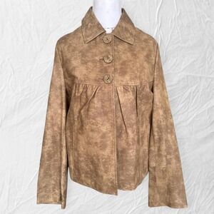Tan leather babydoll jacket